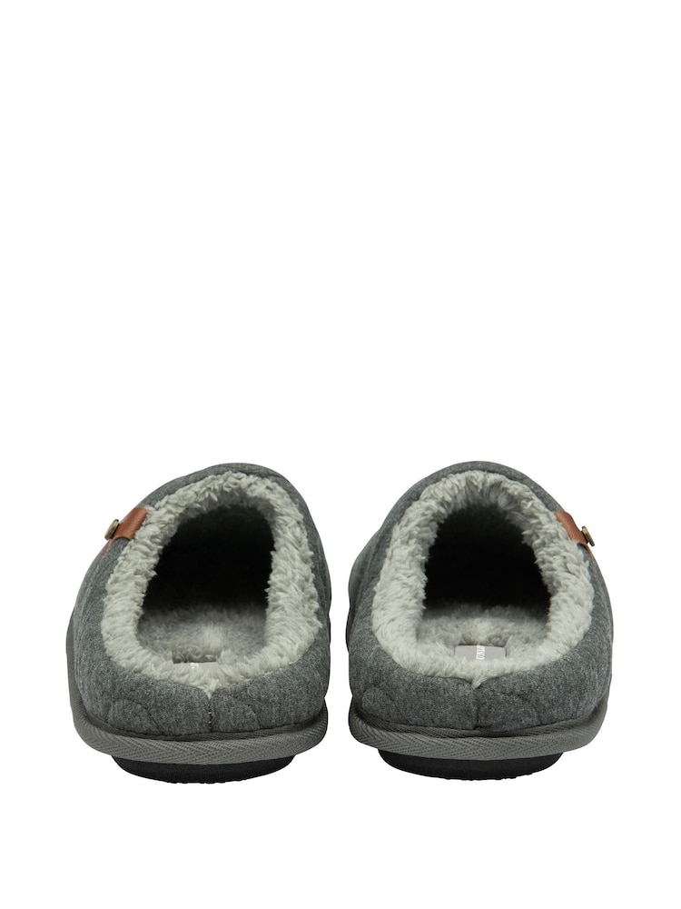 Dunlop Grey Mens Quilted Mule Slippers - Image 3 of 4