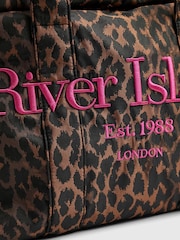 River Island Brown Leopard Roll Top Holdall Bag - Image 4 of 5