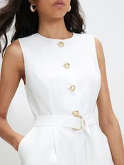 River Island White Button Detail Playsuit - Image 3 of 4