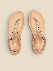 Sosandar Gold Studded Gladiator Leather Flat Sandals - Image 2 of 3