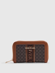 River Island Brown Monogram Webbing Front Purse - Image 1 of 5