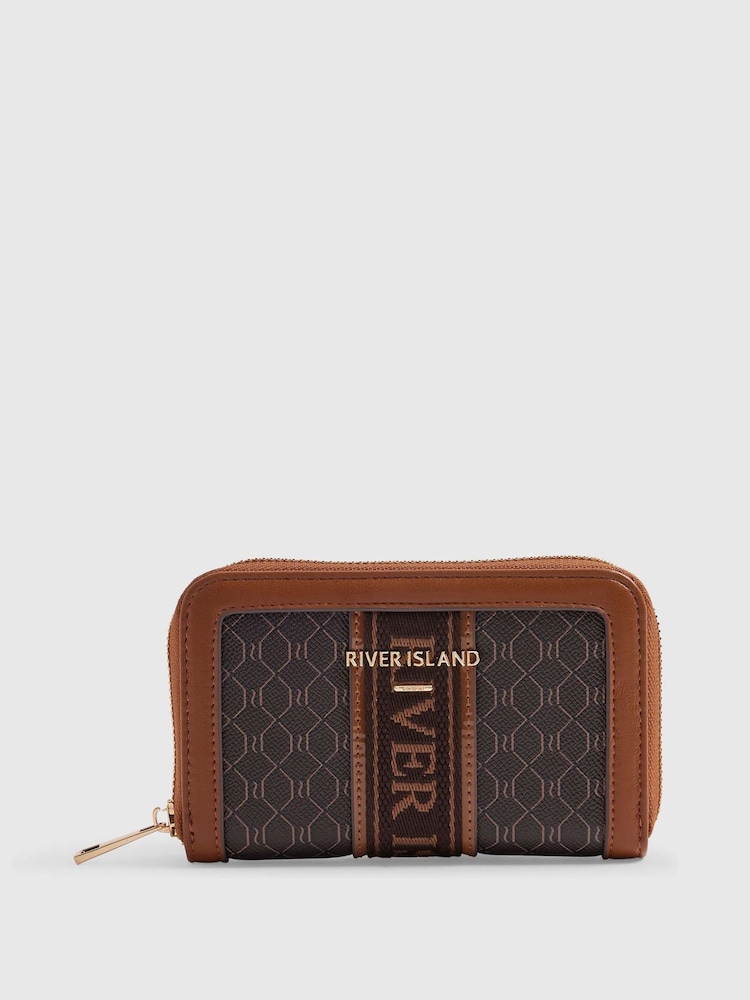River Island Brown Monogram Webbing Front Purse - Image 1 of 5