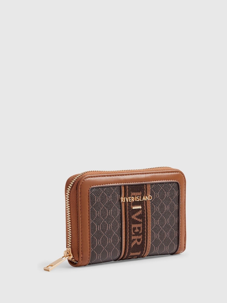 River Island Brown Monogram Webbing Front Purse - Image 2 of 5