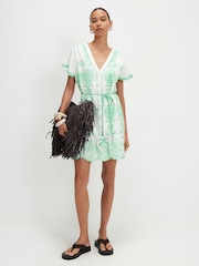 فستان قصير قطني مطرز من River Island - Image 1 of 4