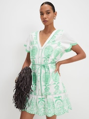 فستان قصير قطني مطرز من River Island - Image 3 of 4