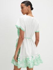 فستان قصير قطني مطرز من River Island - Image 4 of 4