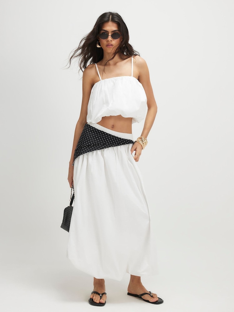River Island White Poplin Bubble Hem Skirt - Image 1 of 4 River Island White Poplin Bubble Hem Skirt - Image 1 of 4