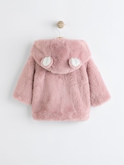 Pink Baby Cosy Hooded Faux Fur Jacket (0mths-2yrs) - Image 2 of 6