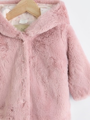 Pink Baby Cosy Hooded Faux Fur Jacket (0mths-2yrs) - Image 3 of 6
