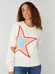 Threadbare White Star Graphic Jumper - Image 2 of 5