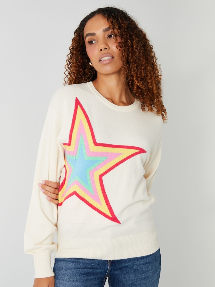 Threadbare White Star Graphic Jumper - Image 2 of 5