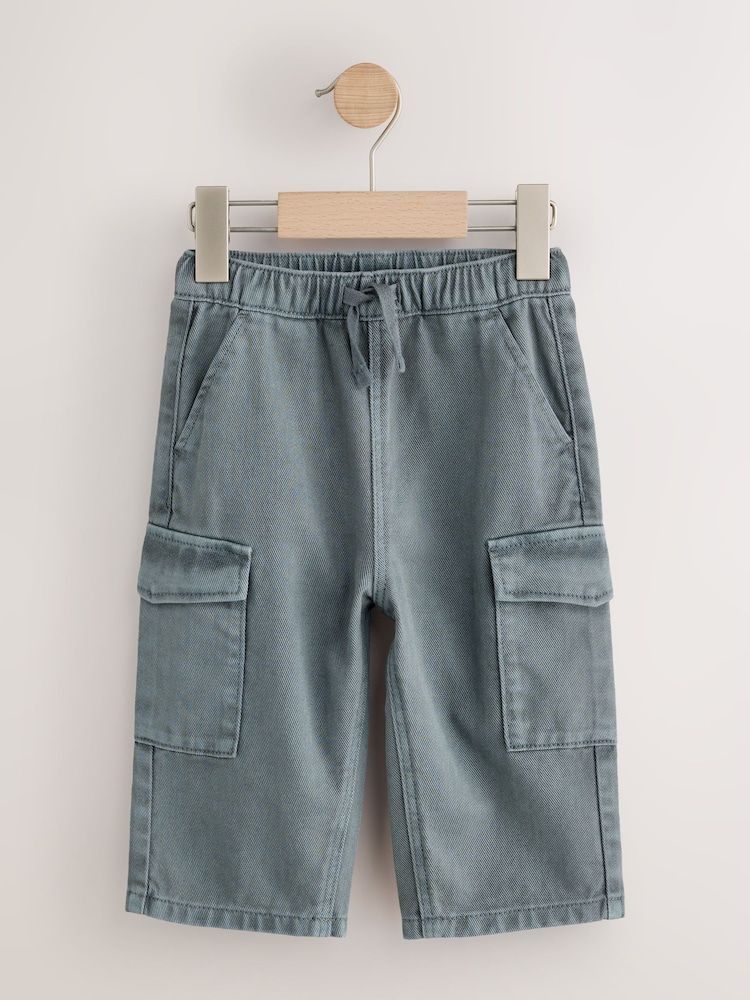 Blau - Cargohosen-Jeans mit weitem Bein zum Überziehen (3M.–7J.) - Bild 1 von 4