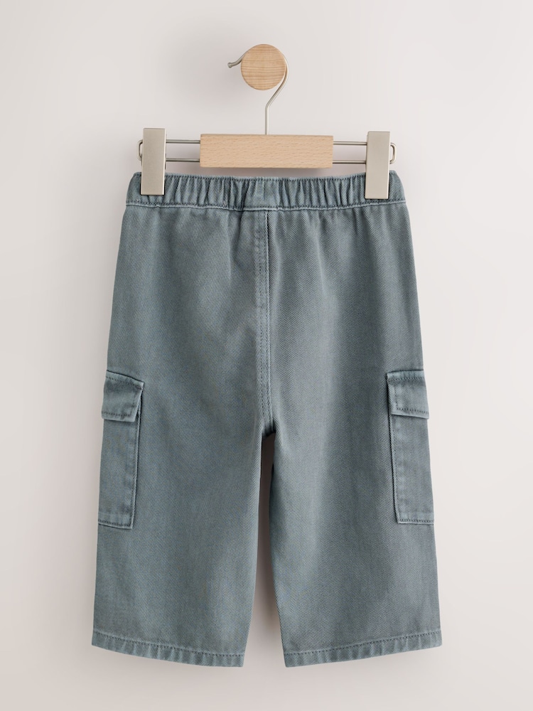 Blau - Cargohosen-Jeans mit weitem Bein zum Überziehen (3M.–7J.) - Bild 2 von 4