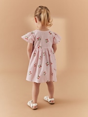 Pink Strawberry Stripe Button Up 100% Cotton Dress (3mths-8yrs) - Image 3 of 7