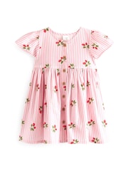 Pink Strawberry Stripe Button Up 100% Cotton Dress (3mths-8yrs) - Image 5 of 7