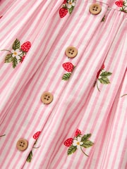 Pink Strawberry Stripe Button Up 100% Cotton Dress (3mths-8yrs) - Image 7 of 7