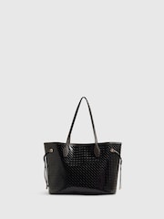 River Island Black Monogram Patent Side Tie Shopper Bag - Image 2 of 5