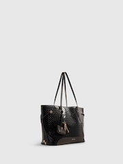 River Island Black Monogram Patent Side Tie Shopper Bag - Image 3 of 5