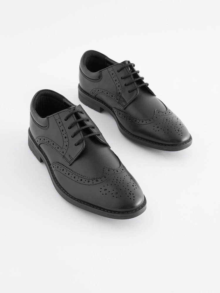 Black School Leather Brogues - Image 1 of 7