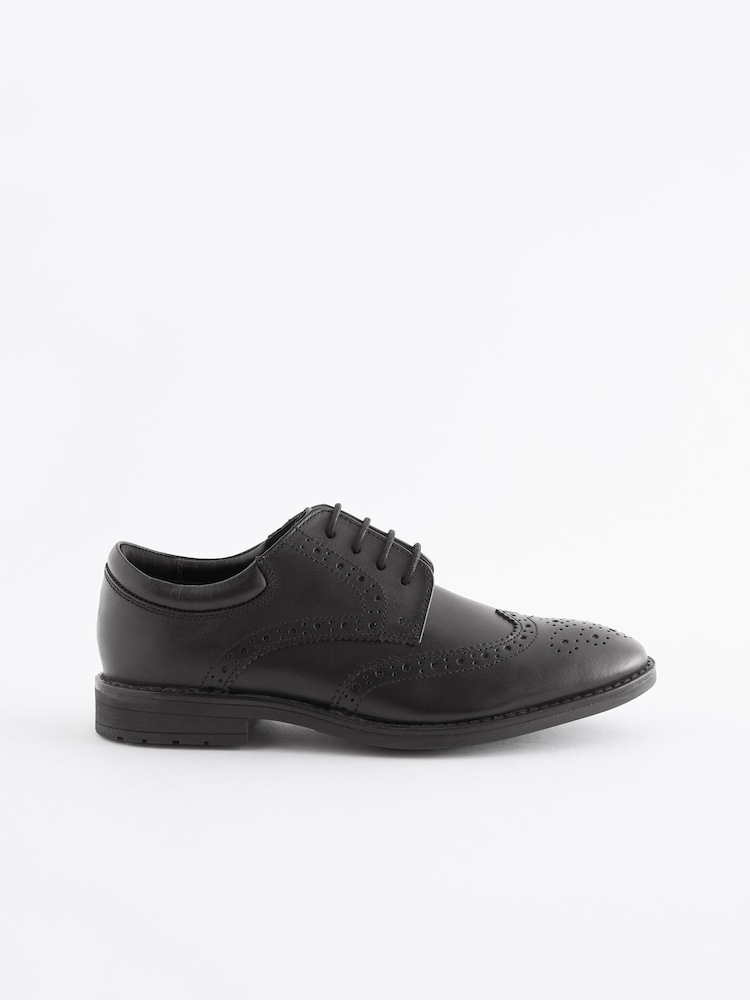 Black School Leather Brogues - Image 2 of 7