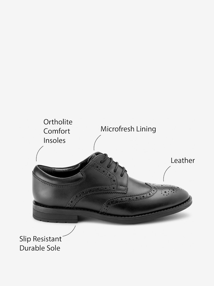 Black School Leather Brogues - Image 4 of 7