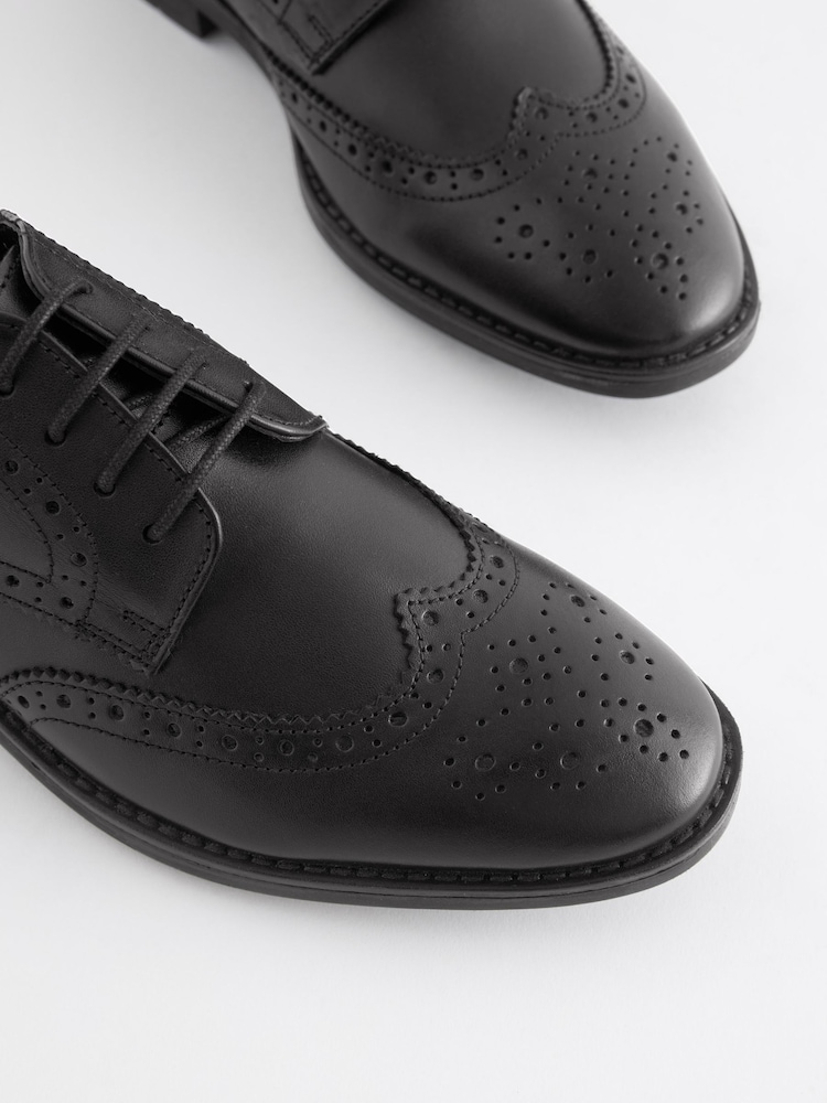 Black School Leather Brogues - Image 5 of 7