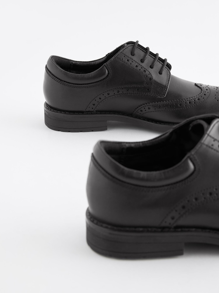 Black School Leather Brogues - Image 6 of 7