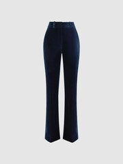 Reiss Navy Bree Velvet Flared Suit Trousers - Image 2 of 6
