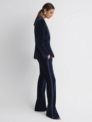 Reiss Navy Bree Velvet Flared Suit Trousers - Image 3 of 6