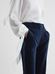 Reiss Navy Bree Velvet Flared Suit Trousers - Image 4 of 6