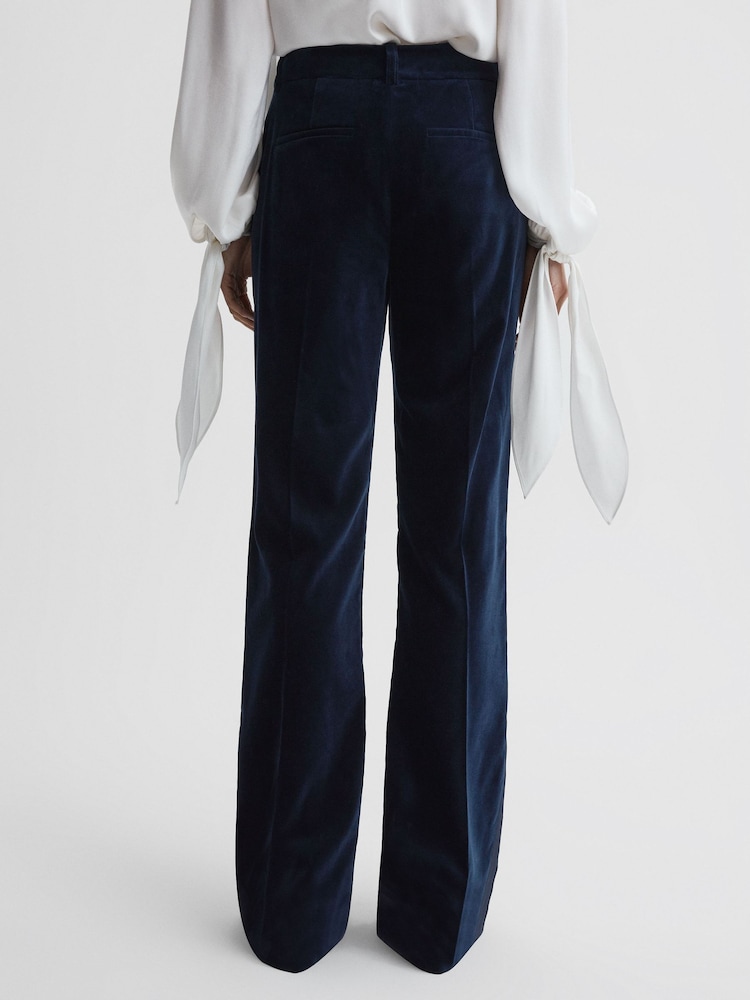 Reiss Navy Bree Velvet Flared Suit Trousers - Image 6 of 6