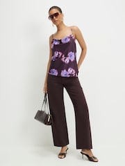 River Island Purple Floral Satin Cowl Neck Cami Top - Image 3 of 4