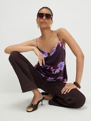 River Island Purple Floral Satin Cowl Neck Cami Top - Image 4 of 4