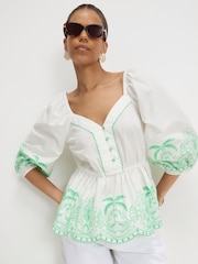 River Island Βαμβακερή μπλούζα με κέντημα - Εικόνα 1 από 4