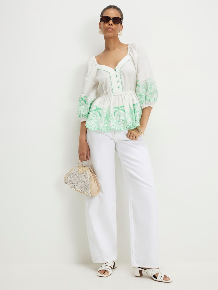 River Island Βαμβακερή μπλούζα με κέντημα - Εικόνα 4 από 4