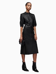 AllSaints Black Leather Jackie Dress - Image 3 of 5