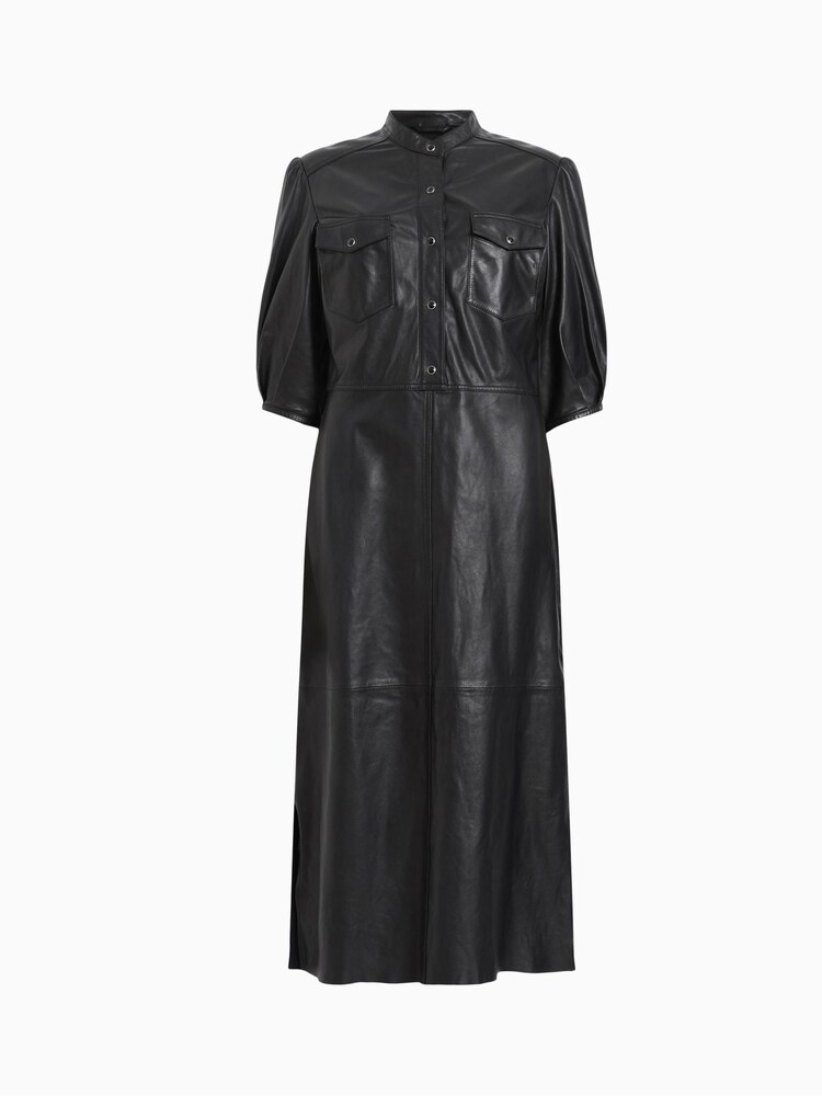 AllSaints Black Leather Jackie Dress - Image 5 of 5