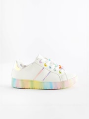 White Rainbow Beaded Chunky Lace-Up Trainers - Image 2 of 6
