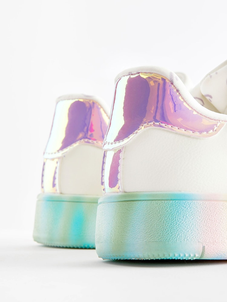 White Rainbow Beaded Chunky Lace-Up Trainers - Image 6 of 6