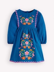 Boden Blue Embroidered Woven Dress - Image 1 of 3