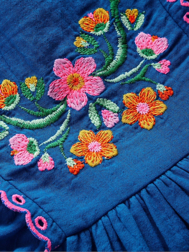 Boden Blue Embroidered Woven Dress - Image 3 of 3