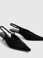 River Island Black Suede Slingback Low Court Heels - Image 4 of 6