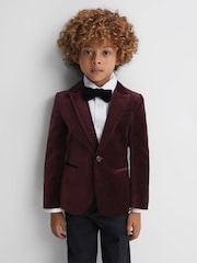 Reiss Bordeaux Apsara 9-14 yrs Slim Fit Velvet Single Breasted Blazer - Image 1 of 6