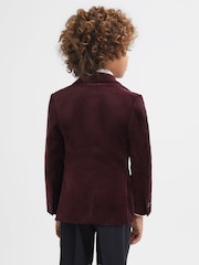 Reiss Bordeaux Apsara 9-14 yrs Slim Fit Velvet Single Breasted Blazer - Image 5 of 6
