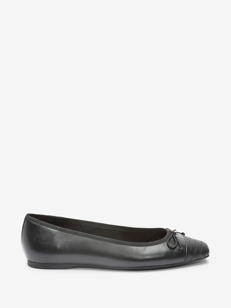 Noir - Ballerines Forever Comfort® en cuir à bout carré - Image 2 of 5