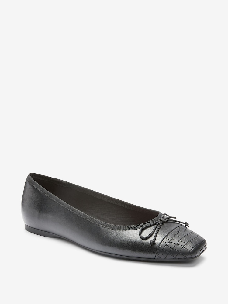 Noir - Ballerines Forever Comfort® en cuir à bout carré - Image 3 of 5