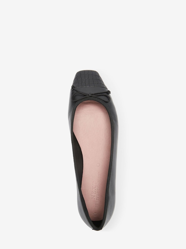 Noir - Ballerines Forever Comfort® en cuir à bout carré - Image 4 of 5