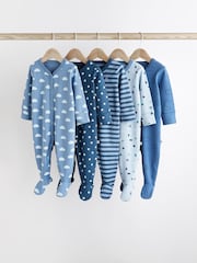 Blue Baby Cotton Sleepsuits 5 Pack (0-2yrs) - Image 1 of 15
