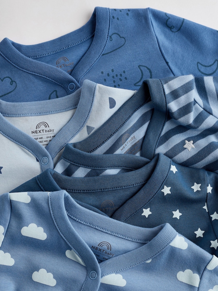Blue Baby Cotton Sleepsuits 5 Pack (0-2yrs) - Image 10 of 15