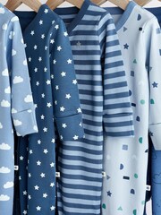 Blue Baby Cotton Sleepsuits 5 Pack (0-2yrs) - Image 4 of 15